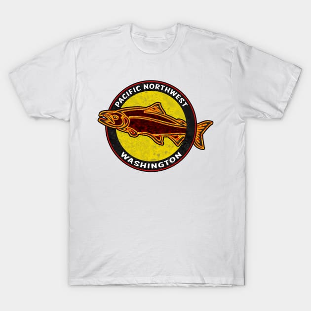 Washington Pacific Northwest Salmon T-Shirt by TravelTime